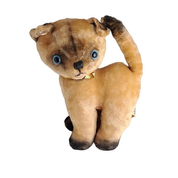 1950s Knickerbocker Siamese Cat Plush Stuffed Animal KT Pet Vintage Toys (Flaw) - Picture 1 of 16